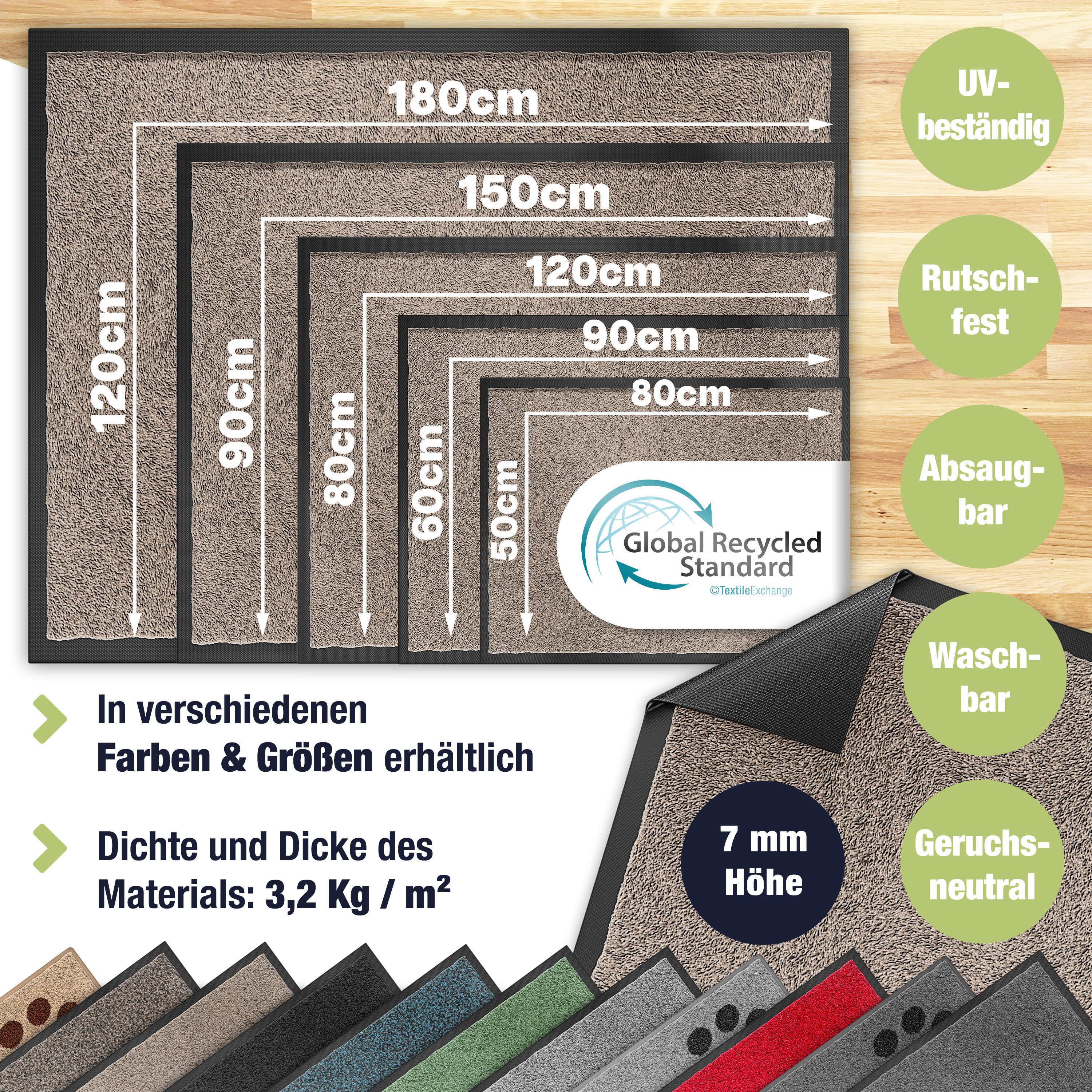 KESSER Fußmatte Schmutzfangmatte rutschfest für Innen- & Außenbereich, Höhe günstig online kaufen