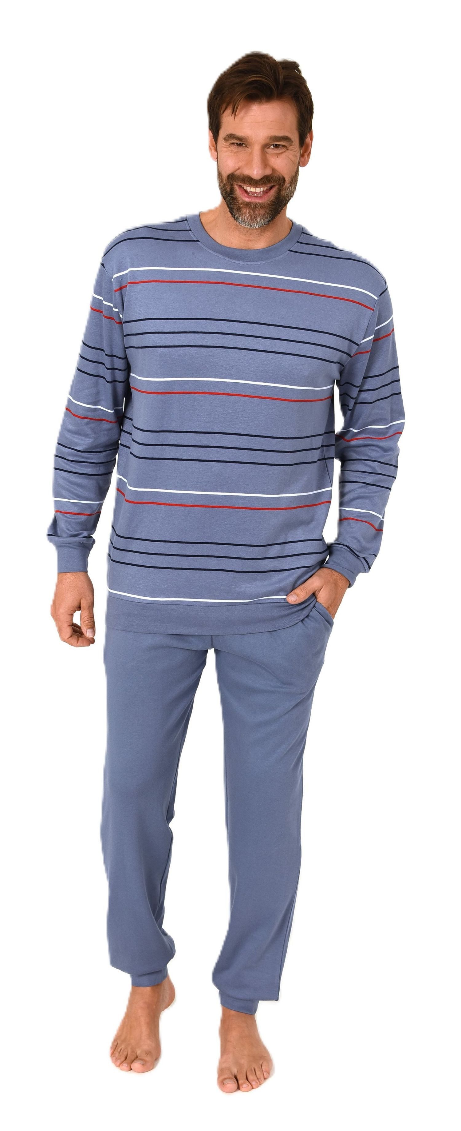 Normann Pyjama Herren Schlafanzug mit Bündchen in warmer Kuschel Interlock günstig online kaufen