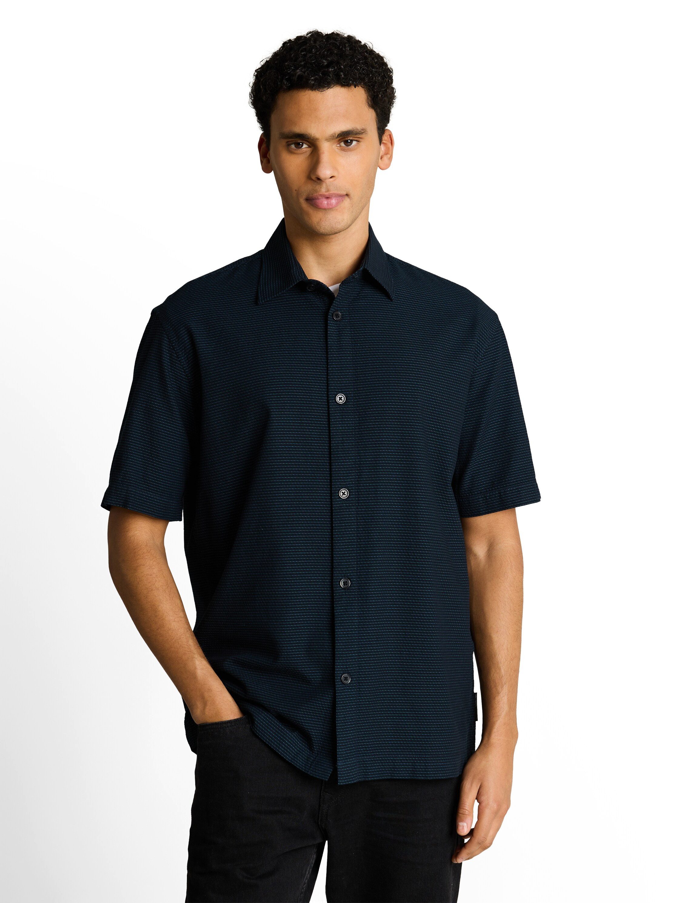 TOM TAILOR Denim Kurzarmshirt mit Streifen Muster