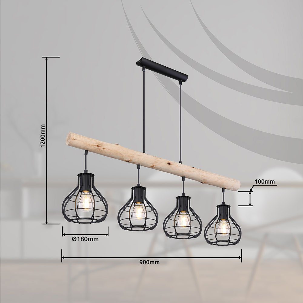 Käfig 4 Hängelampe Pendelleuchte etc-shop nicht Hängeleuchte, Holzlampe Leuchtmittel flammig Lampenschirm inklusive,