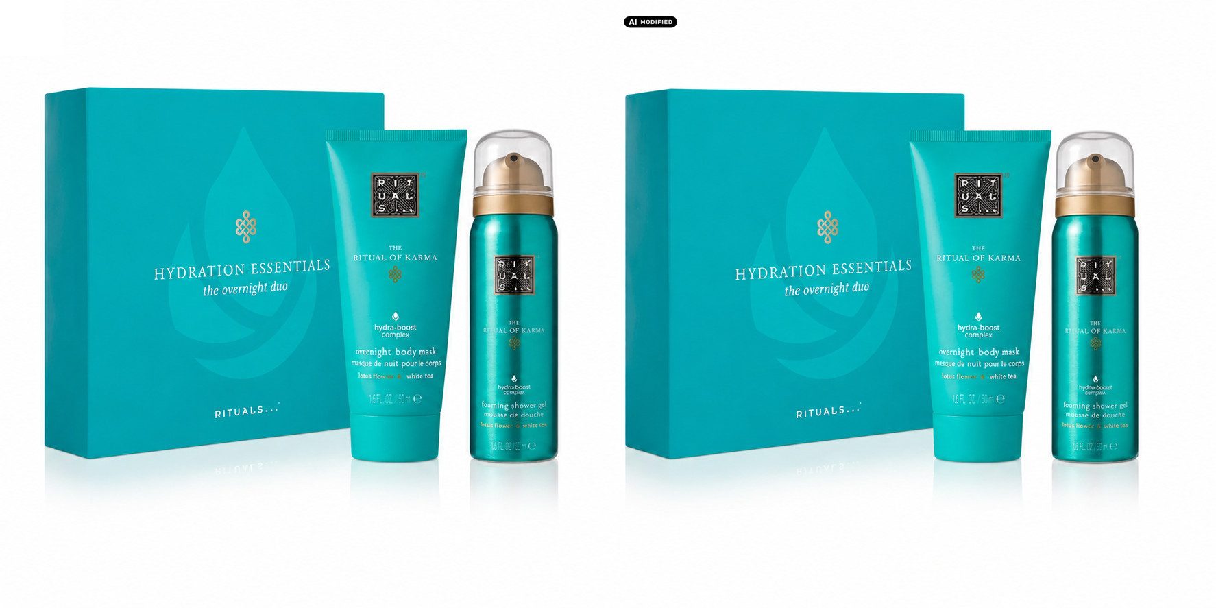 Rituals Pflege-Geschenkset Rituals Karma Mini Foaming Shower Gel Overnight Body Mask 2er Set, 2-tlg., Praktisches 2er Set für entspannende Pflegemomente