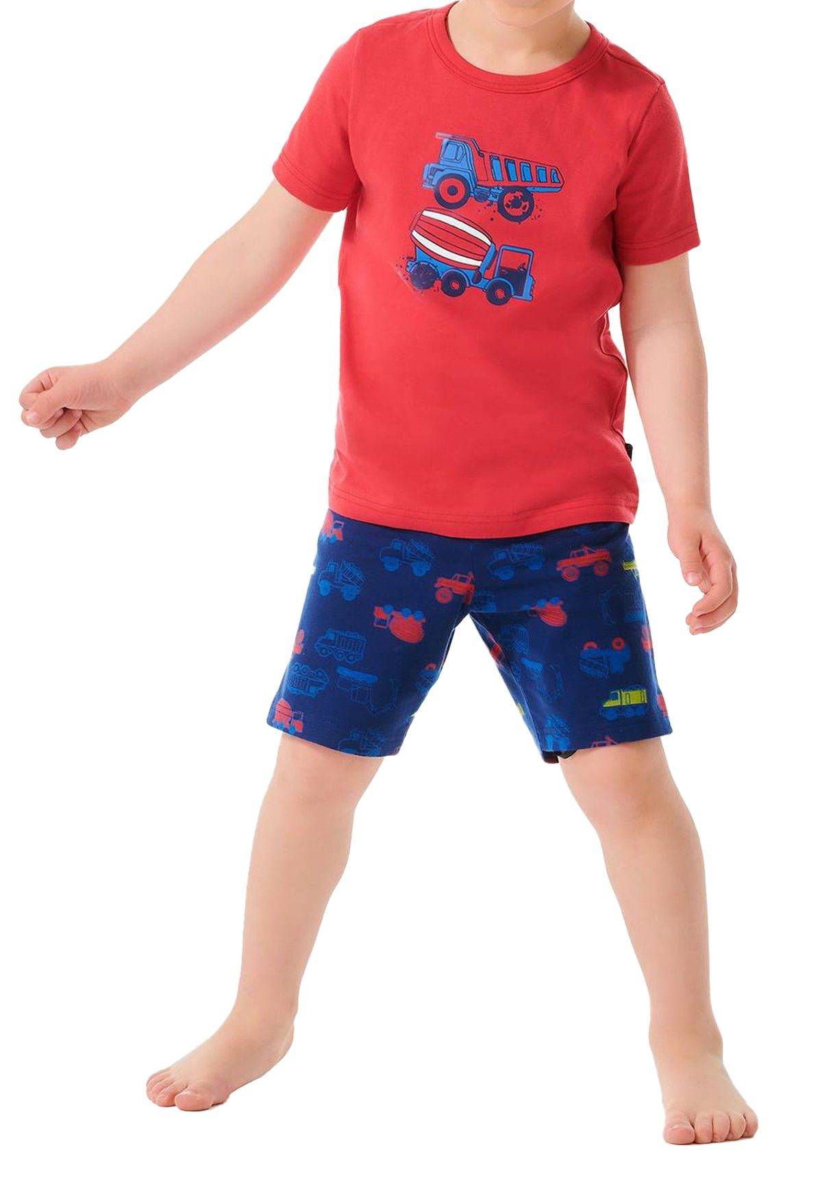 Kinder Pyjama kurz, Schiesser Blau/Rot 2-tlg. Set Schlafanzug Jungen -
