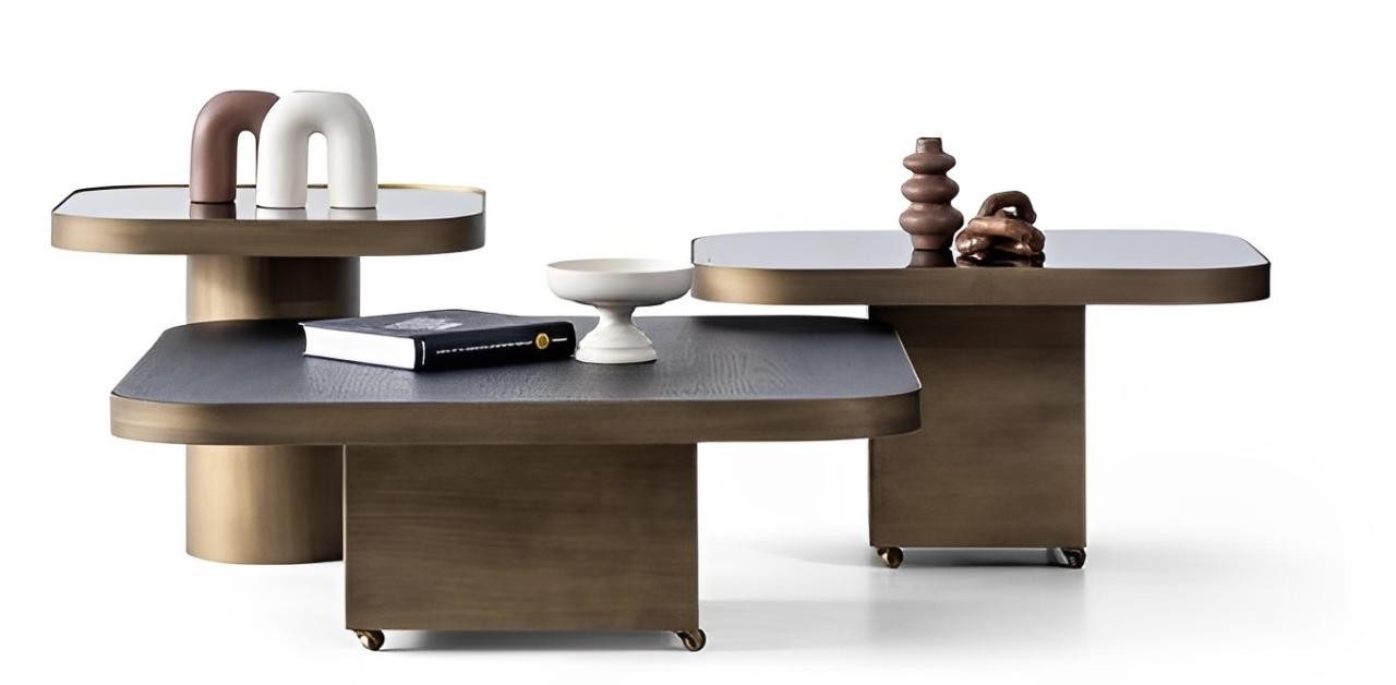 Xlmoebel Satztisch XLMOEBEL Couchtischset aus Holz in elegantem Braunton (Couchtischset, 3-St., 3-teilig), Made in Europa