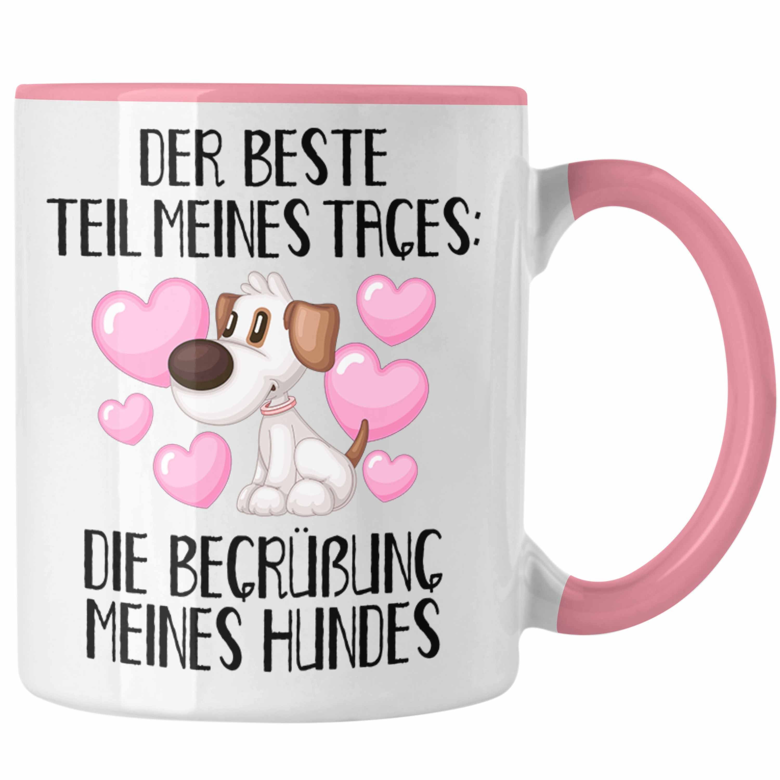 Trendation Tasse Hundebesitzer Tasse Geschenk Kaffee-Becher Bester Teil Des Tages Die B Rosa