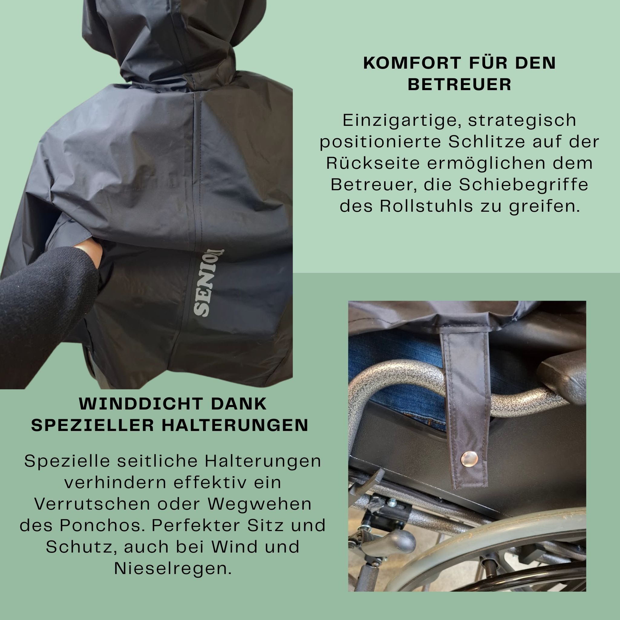Seniori Regenponcho Rollstuhl Regencape Regenschutz für Rollstuhlfahrer