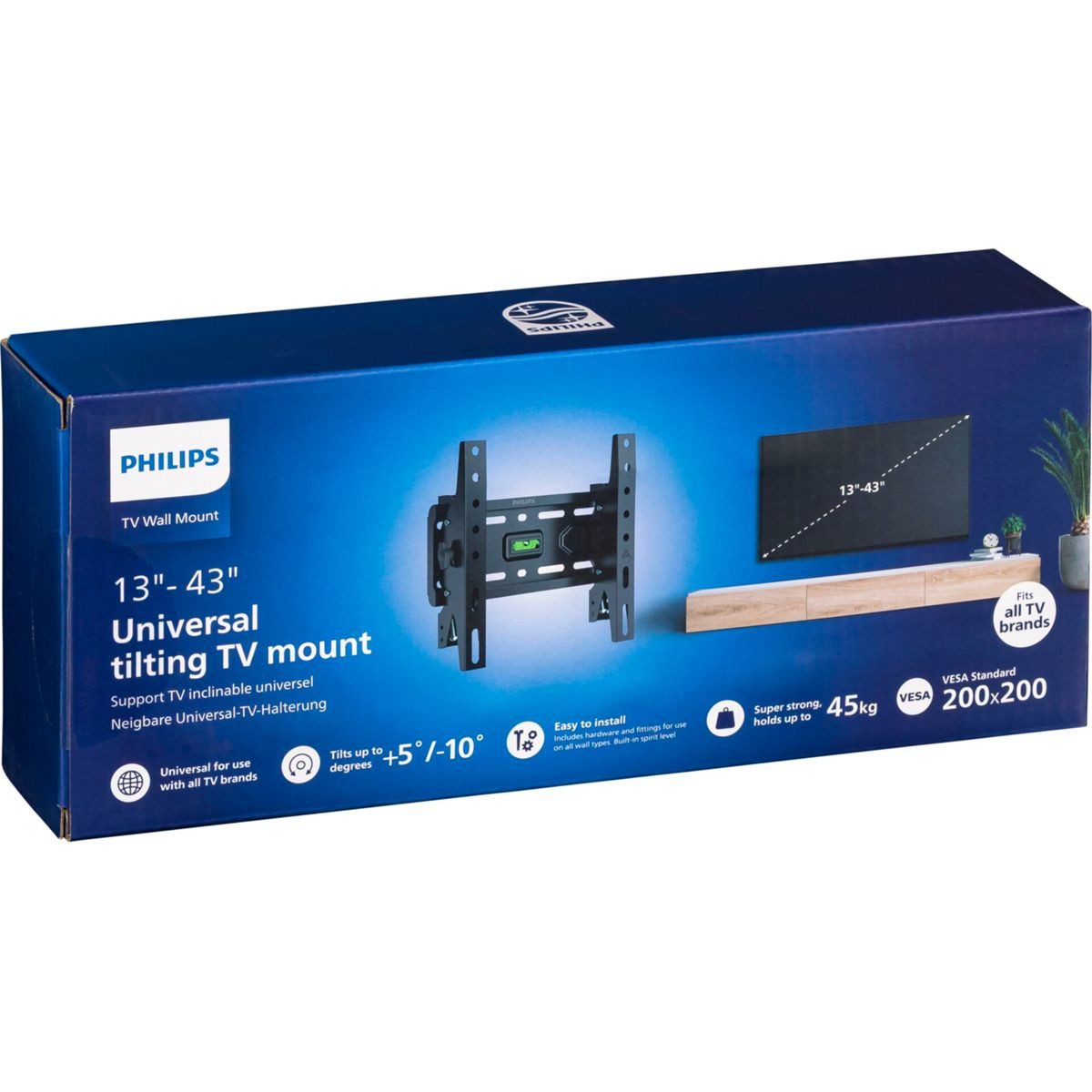 Philips TV-Wandhalterung TV-Wandhalterung Universal 13-43 neigbar, 45kg