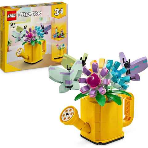 LEGO® Konstruktionsspielsteine Gießkanne mit Blumen (31149), LEGO Creator 3in1, (420 St), Made in Europe