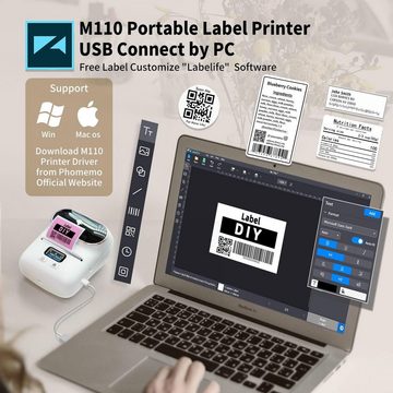 Welikera Etiketten Drucker Gerät Beschriftungsgerät Mit 1 Rolle 40mm-Etiketten Etikettendrucker