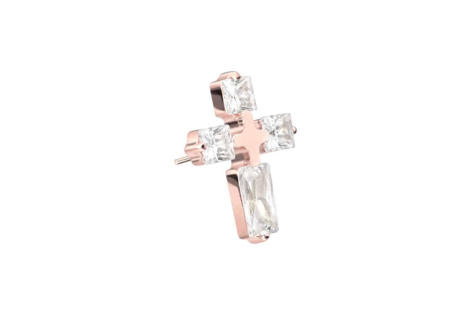 Piercing-Set Titan Aufsatz mit Push Pin KRISTALLKREUZ