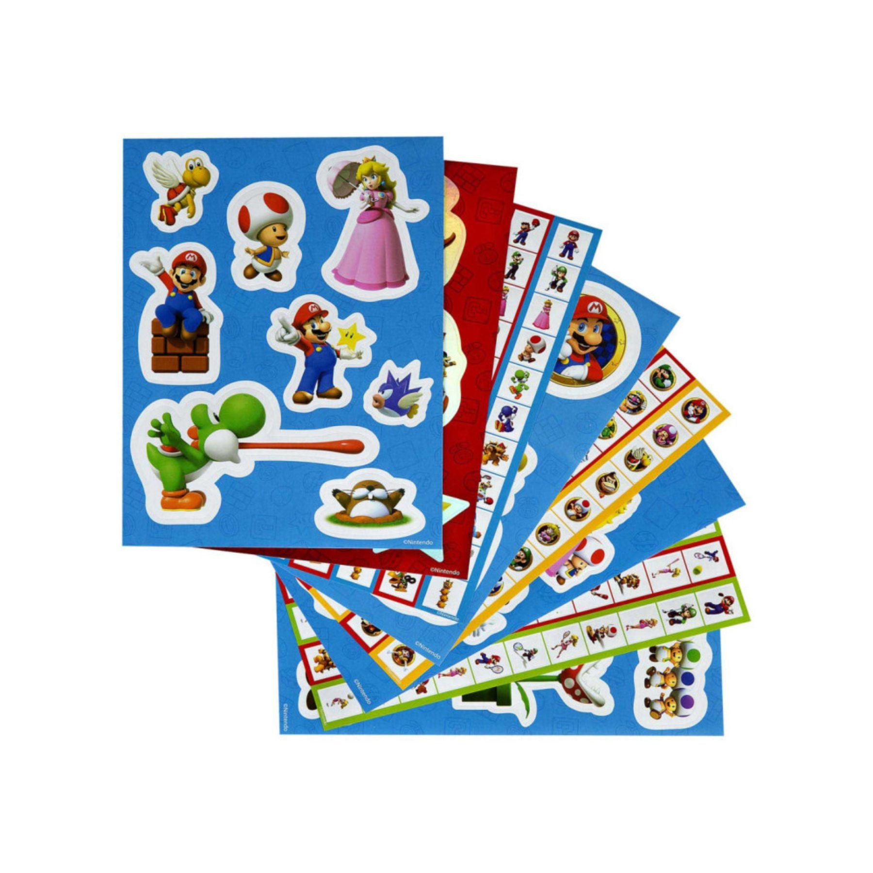 Super Mario Sticker - Aufkleberbogen Mehrfarbig 16,6 x 22,3 cm Kinder Basteln Dekoration, (Set 8-tlg)