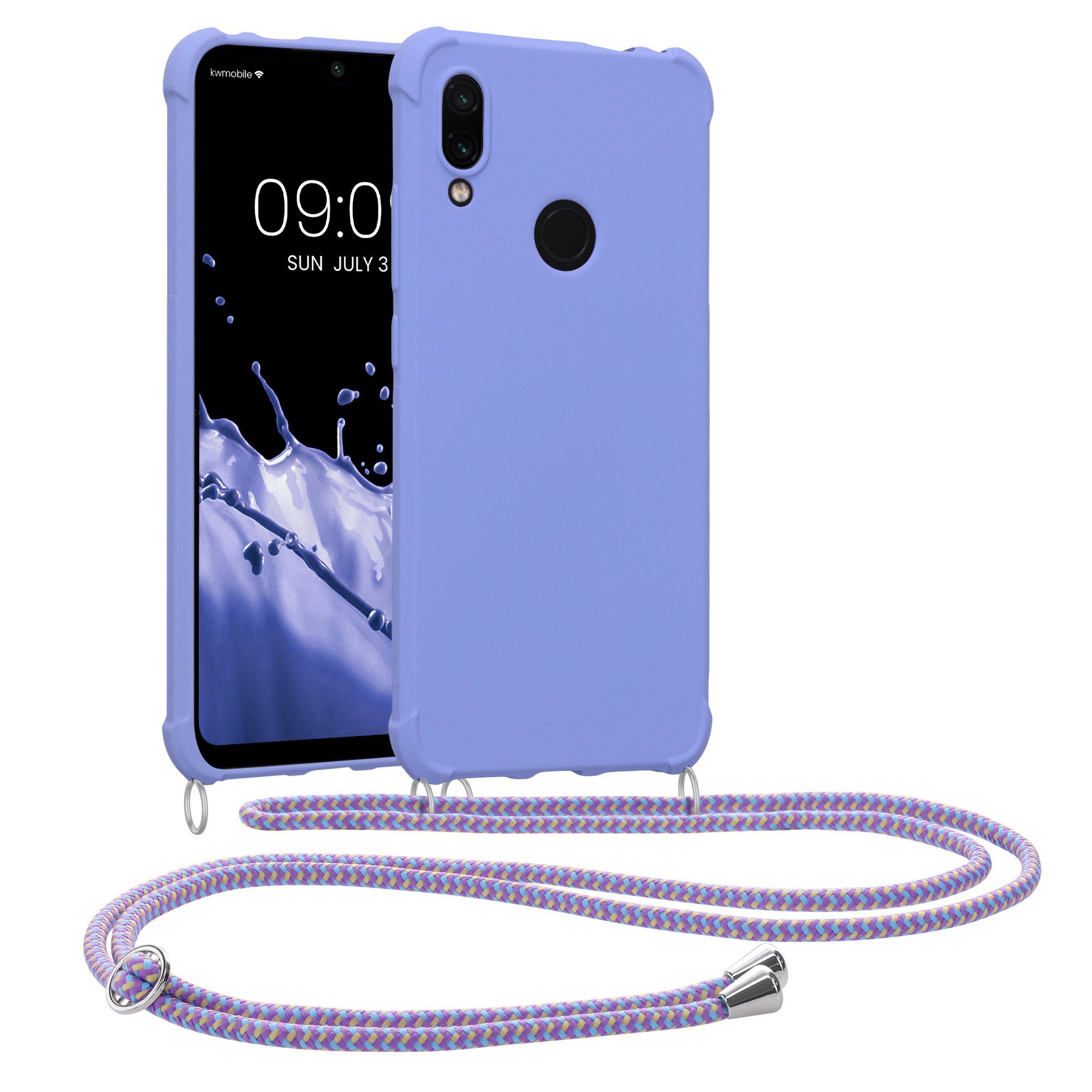 kwmobile Handyhülle Hülle für Xiaomi Redmi Note 7 / Note 7 Pro, mit Metall Kette zum Umhängen - Silikon Handy Cover Case Schutzhülle