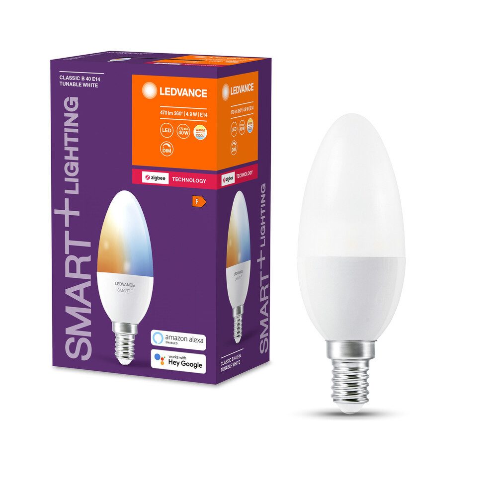 LED-Leuchtmittel E14, 4,9W, 6500K, 470lm, Kerze, warmweiß