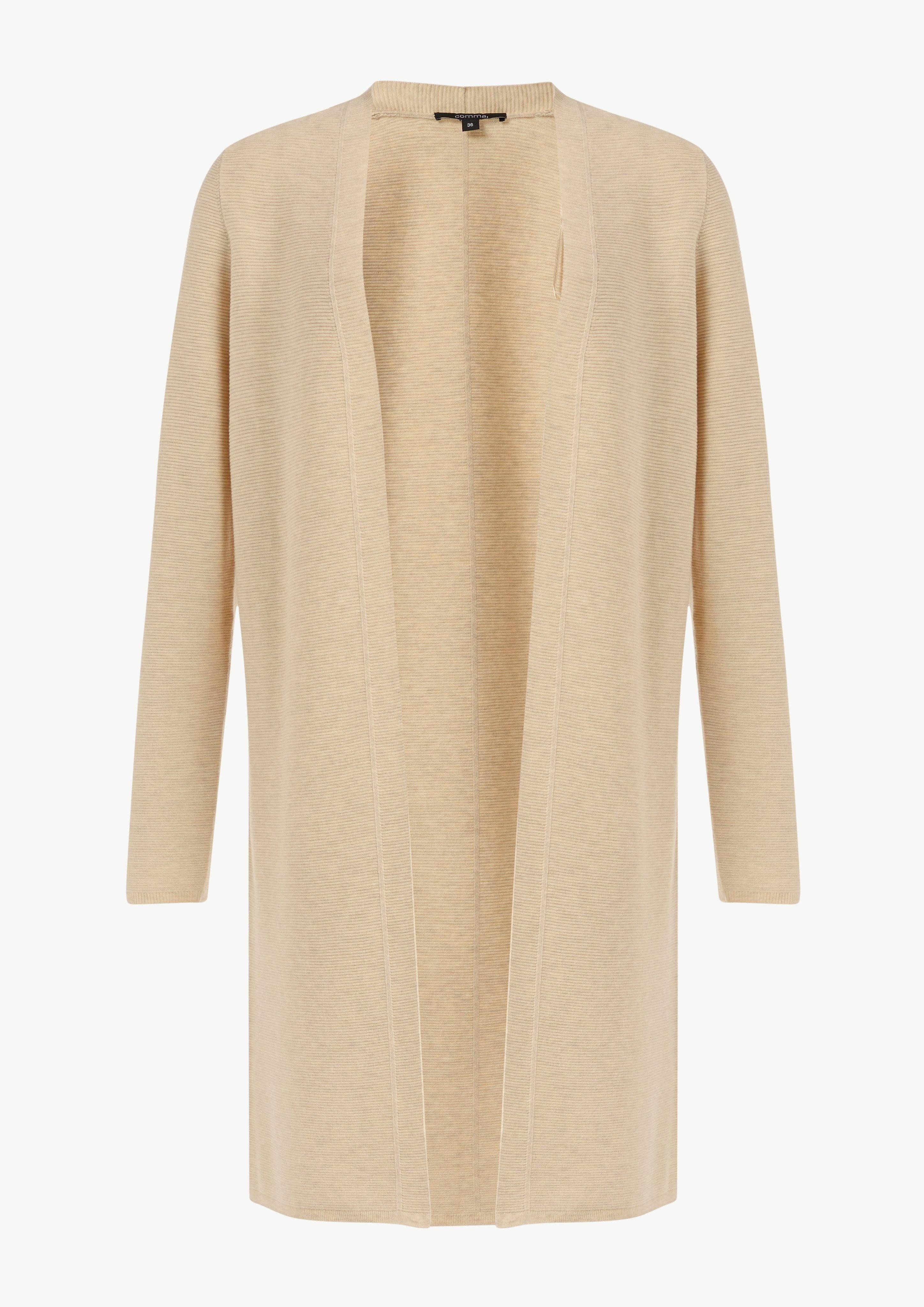 comma Strickjacke Langer Cardigan mit Rippstruktur günstig online kaufen