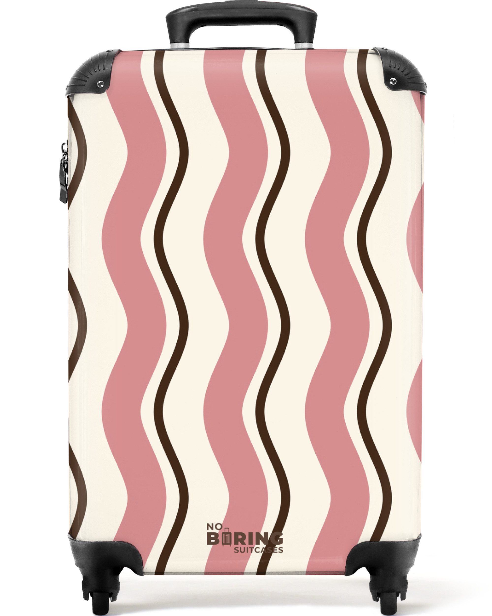 Hartschalen-Trolley Gewellte Streifen in Rosa und Braun 55x35x20cm
