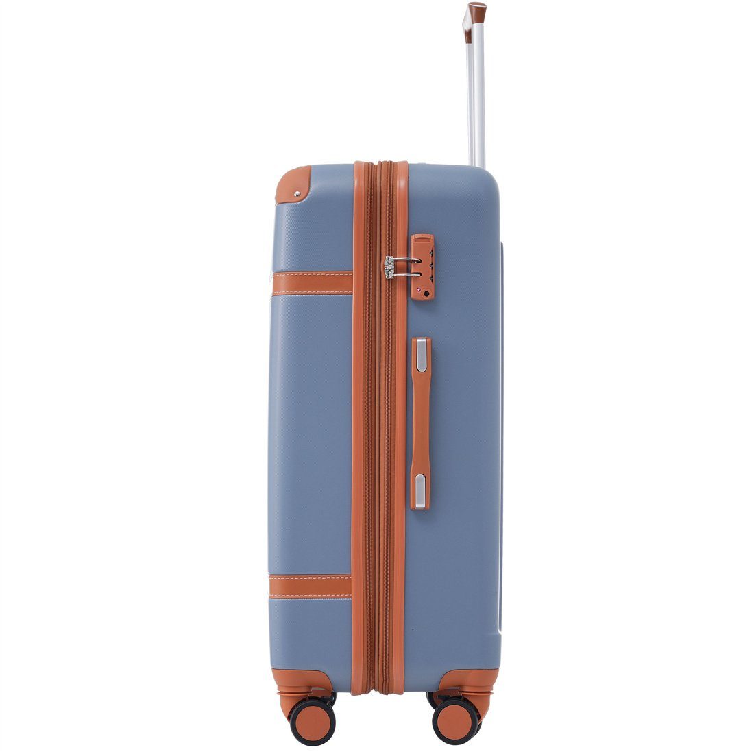 Hartschalen-Koffer, (Dunstblau+braun) Koffer Rollen, DÖRÖY Handgepäck 4 Rollkoffer,