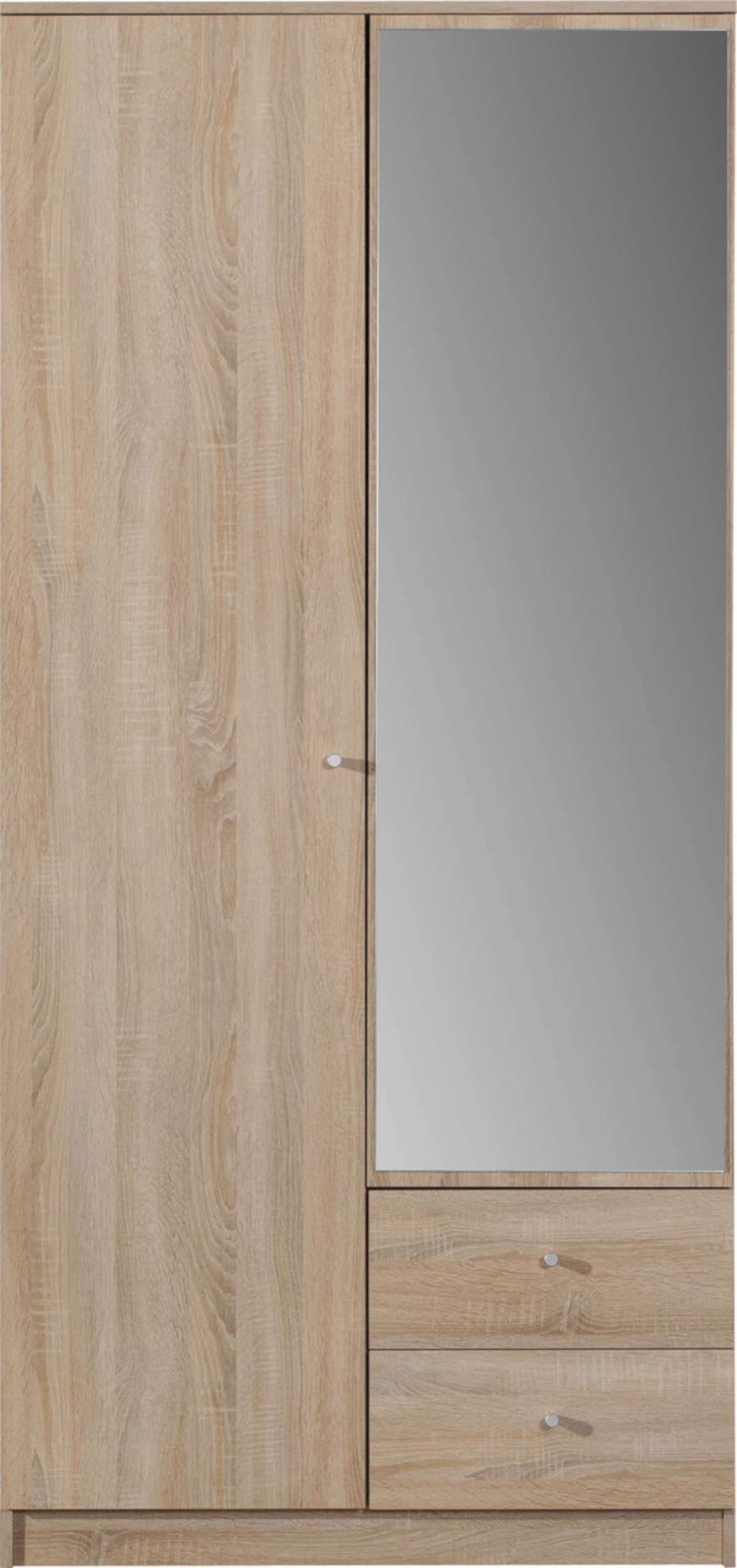 Stylefy Garderobenschrank Kaden Sonoma Eiche (Kleiderschrank, Mehrzweckschrank) mit 1 Fach und Schubladen, Spanplatte, viel Stauraum, Glaselemente, mit Spiegel, Modern Design