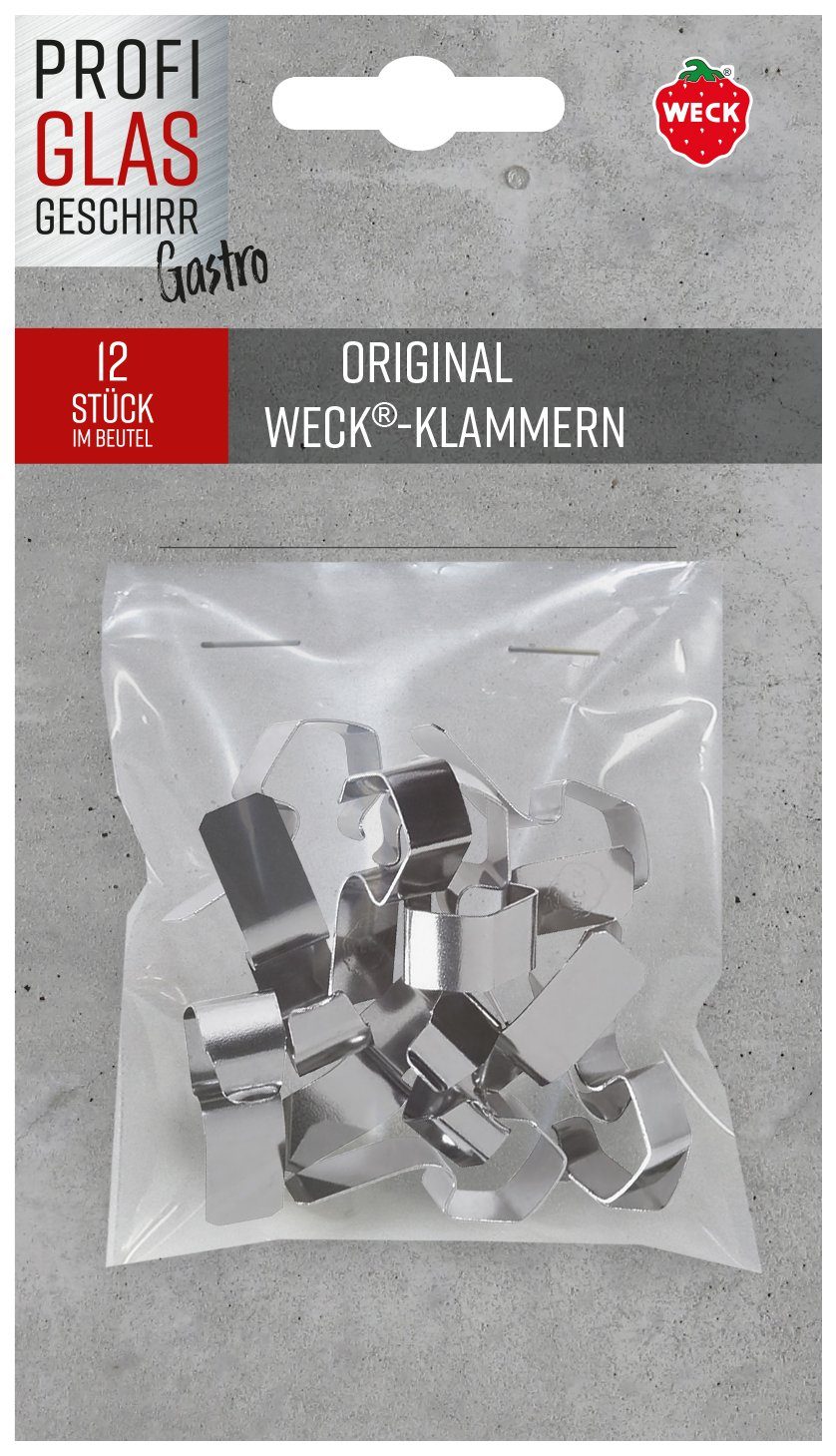 WECK Einmachglas 12er Beutel Weck Klammern mit Trägerkarte "Gastro" 76132