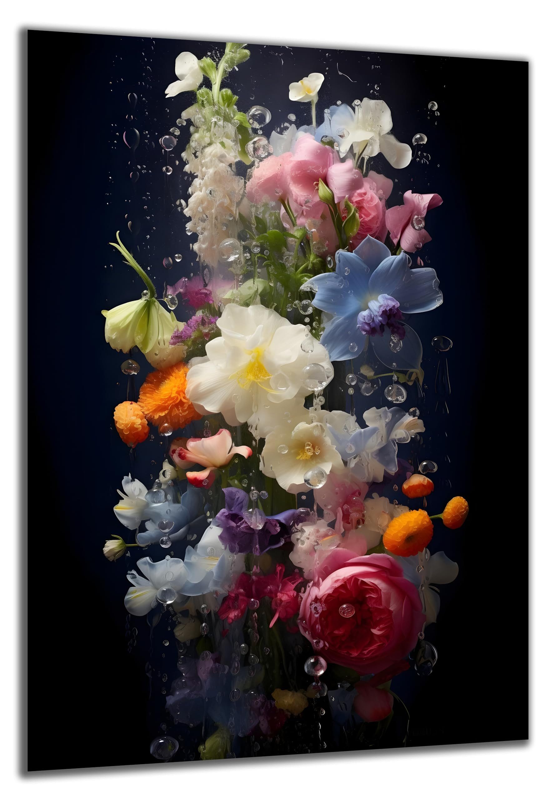 DARO Design Wandbild Rote Rosen Wandbilder Wand Deko Bilder Geschenk Leinwandbild, (bunte Blumen - Bild klein Wohnzimmer Schlafzimmer Büro Flur Esszimmer Einteilig Querformat Fotodruck Rosen), 30x20 cm