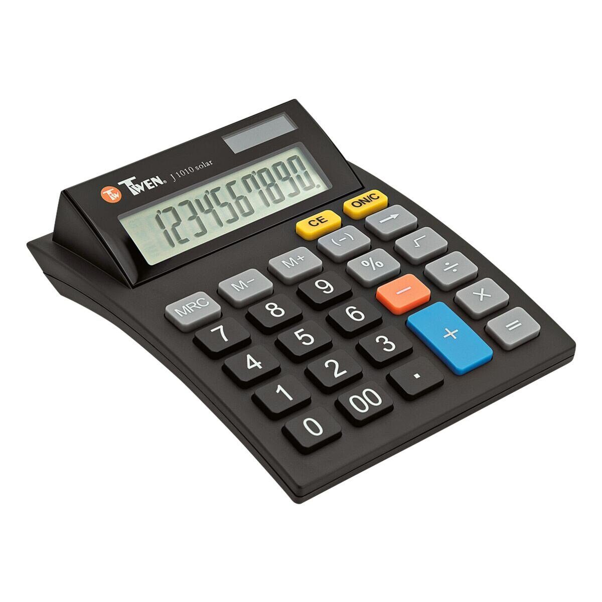 TWEN Taschenrechner J 1010 solar, 10-stellig, mit Softtouch-Tastatur
