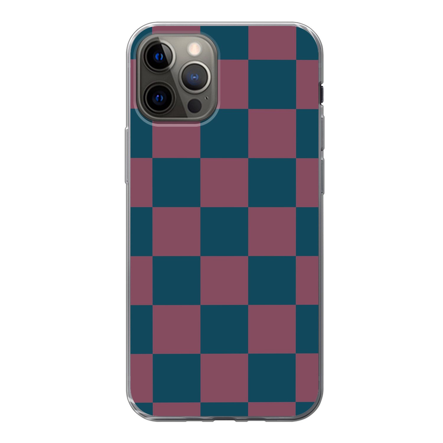 MuchoWow Handyhülle für Apple iPhone 13 Pro Schachbrett Druck - Blau - Rot - Würfel, Smartphone-Bumper, Print, Handy Schutzhülle Dünn