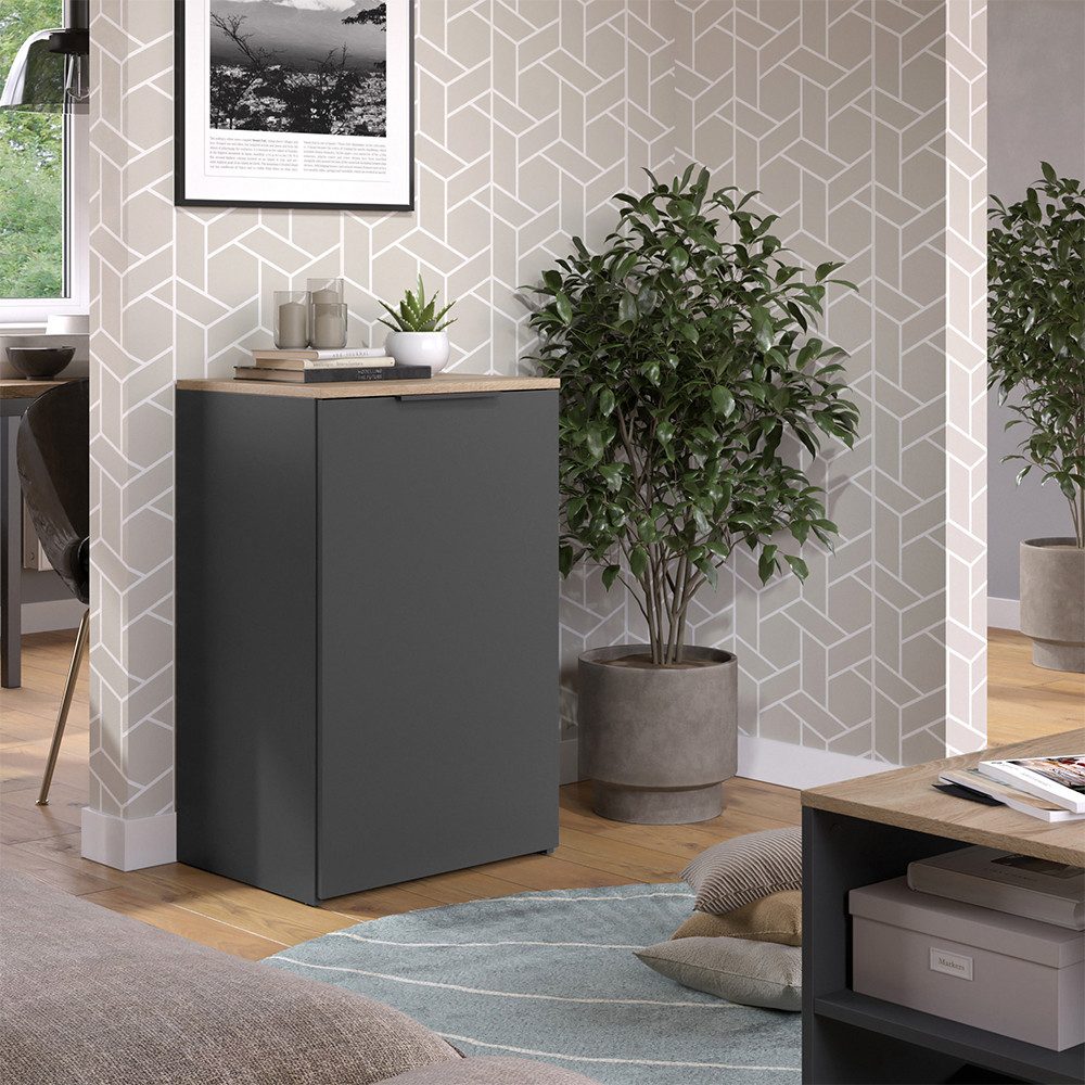 Vicco Kommode Wido, Anthrazit/Sonoma, 50 x 80 cm mit Regal (1 St)