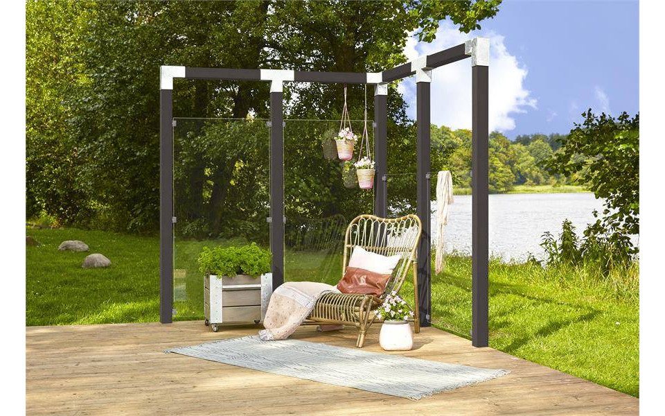 PLUS Glaszaun Plus Glaszaun 90 x 91 cm klares Glas gehärtetes 6
