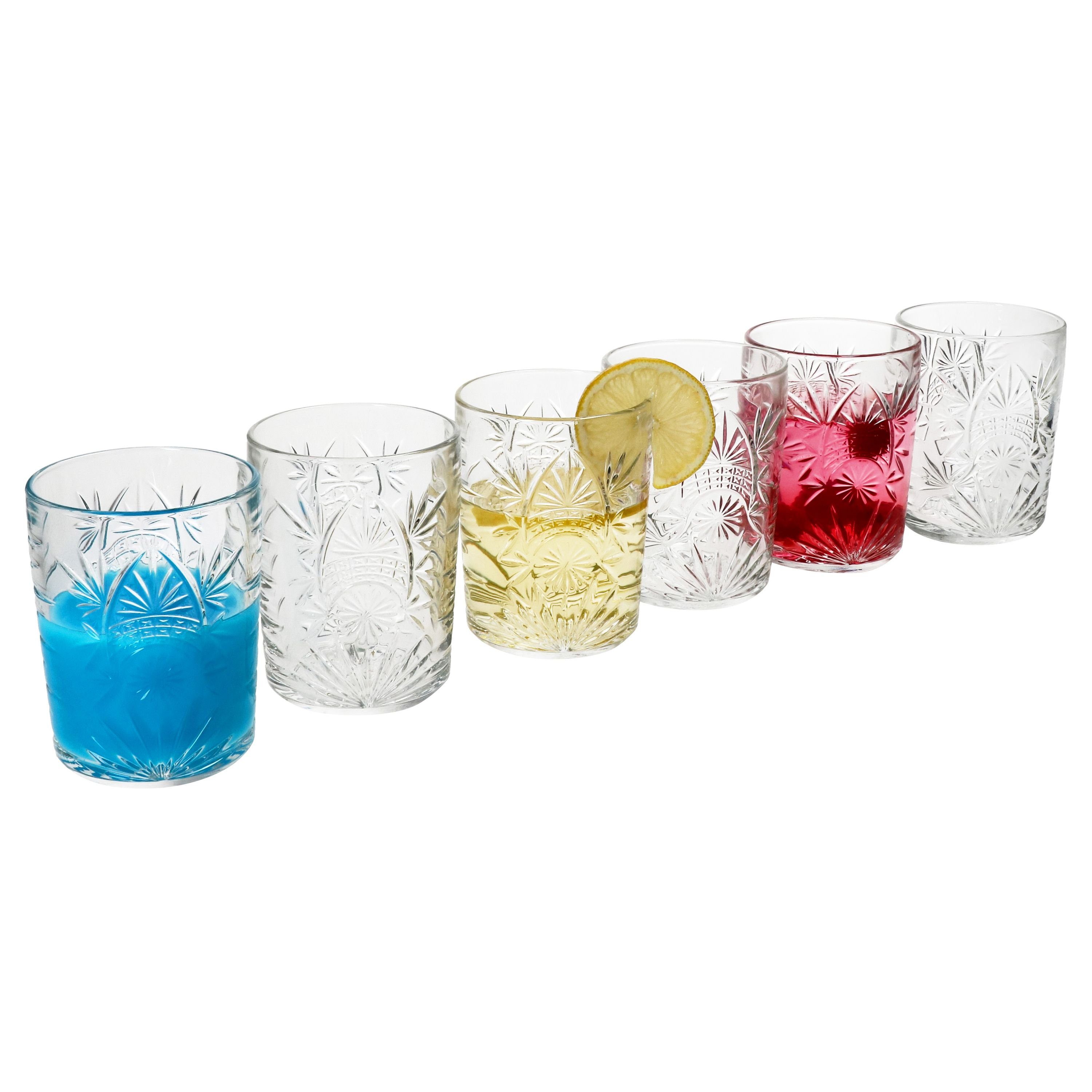 MamboCat Glas 6x 280ml Glas Relief Starla transparent Whisky-Tumbler Wasser, Cocktailglas