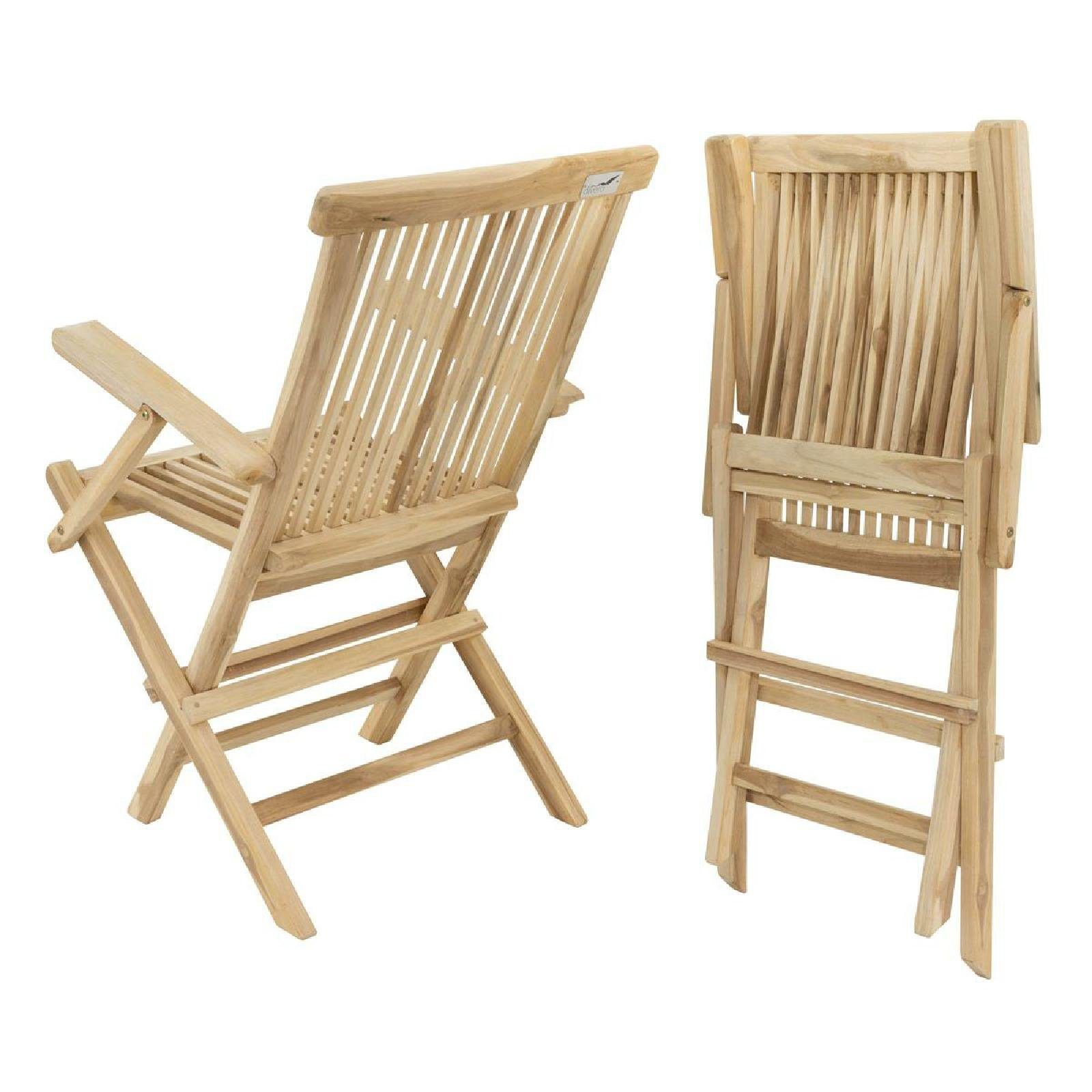 VCM Gartenstuhl Balkonstuhl Nosala H. 89cm, B. 57cm, T. 62cm (2 St), 2er Set Stuhl Teak Holz, klappbar, Hochlehner