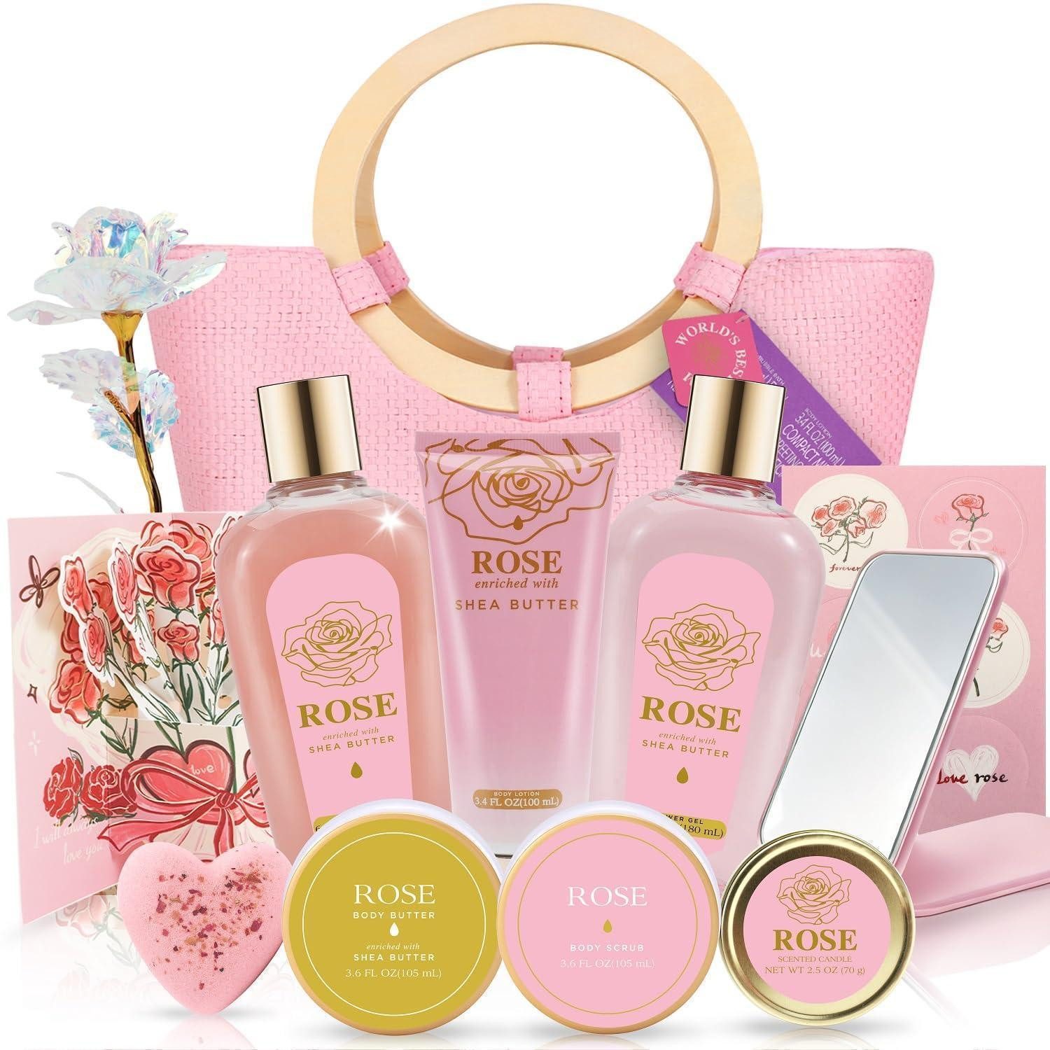 LuxusKollektion Pflege-Geschenkset Rosen-Spa Geschenkset 11tlg Tragetasche