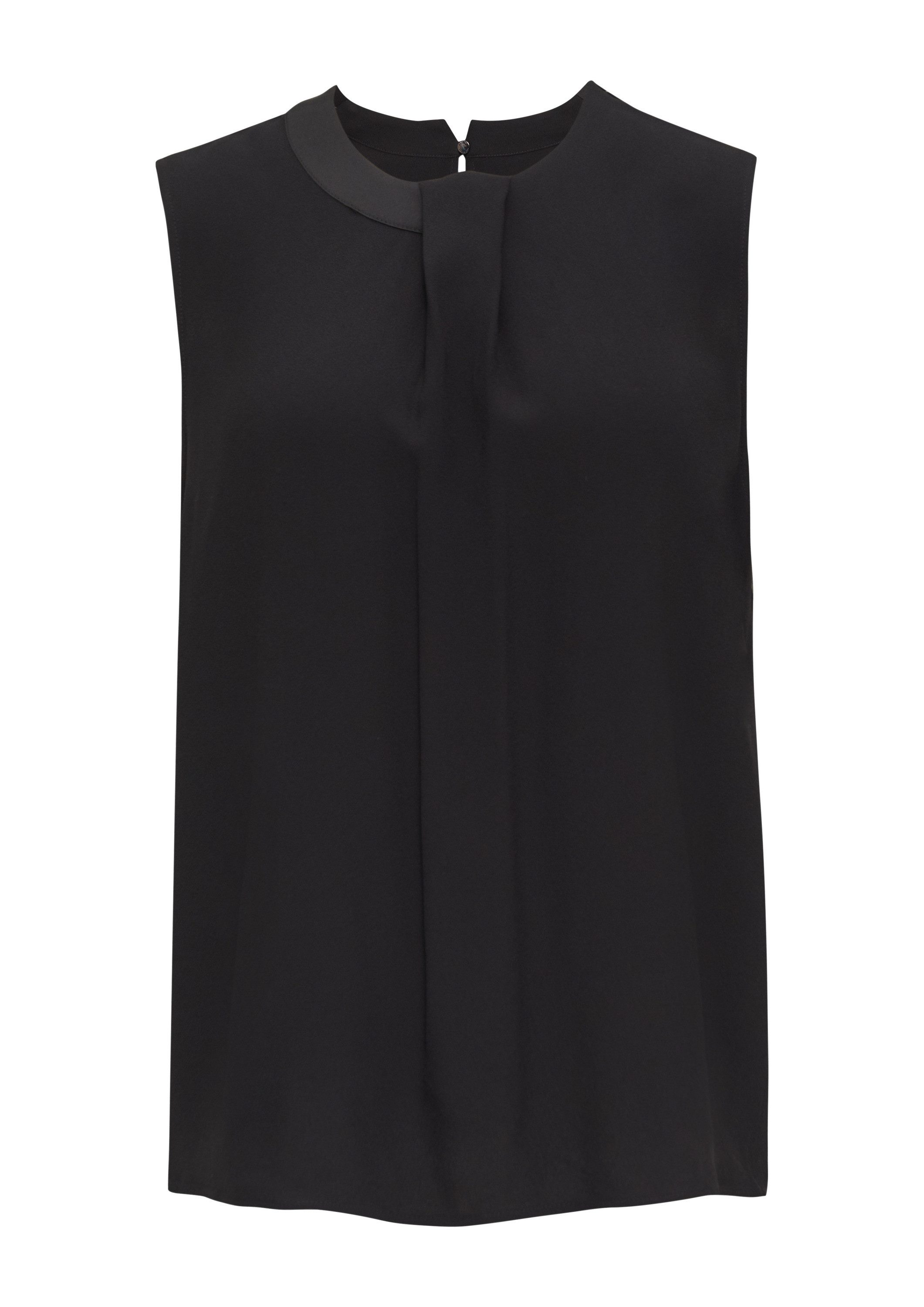 comma Blusentop Bluse Crêpe-Top mit Faltendetail