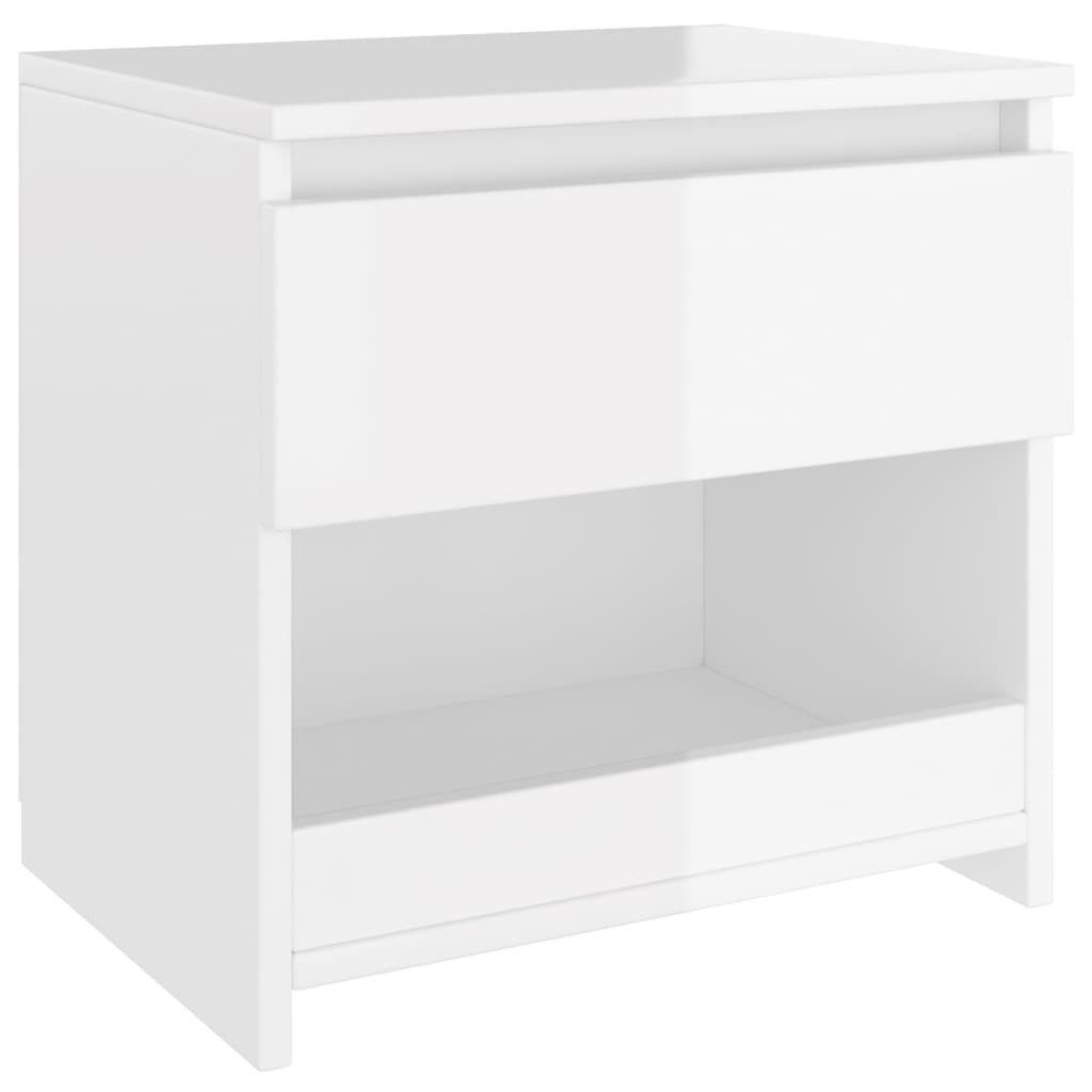 vidaXL Nachttisch NA Nachttisch Hochglanz-Weiß 40x30x39 cm Spanplatte