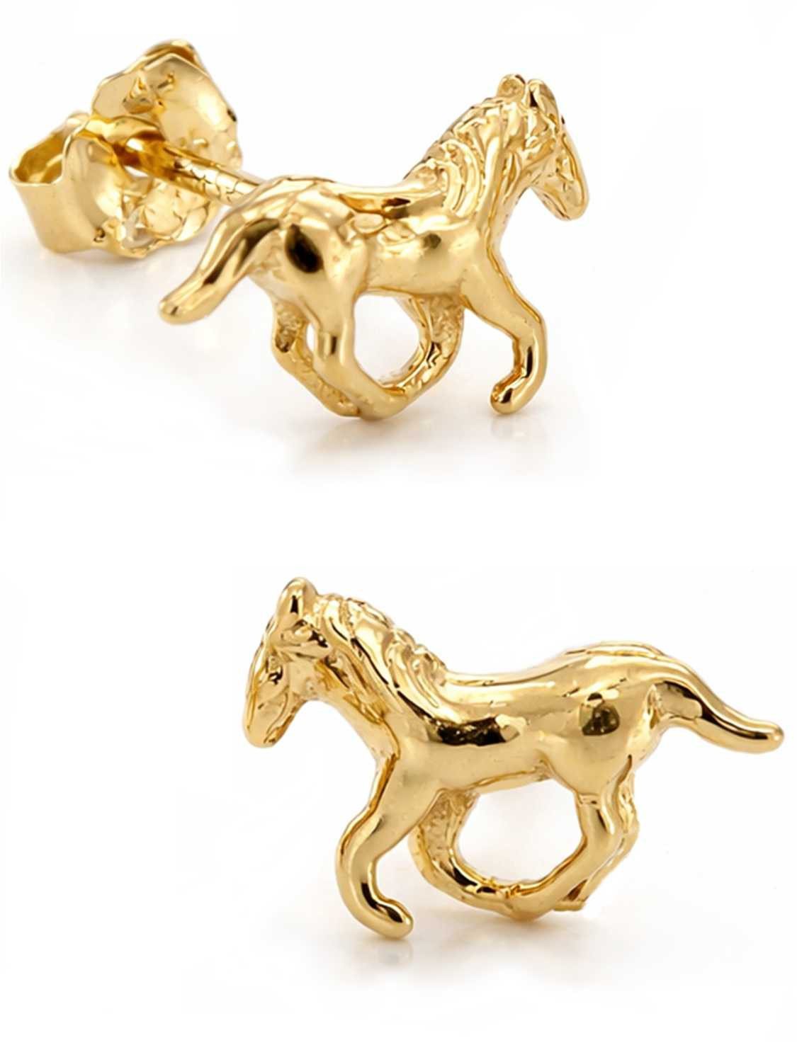 Goldene Hufeisen Ohrring-Set Pferd Ohrstecker für Pferdeliebhaber und Reiter - Vergoldet 925 Silber, 925 Silber (Sterlingsilber), Hypoallergen