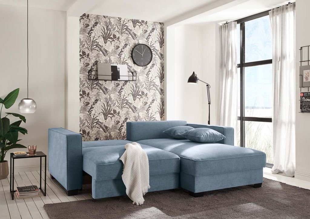 EXCITING cm Ecksofa, Melvin Sofagarnitur ED 200x140 DESIGN Ecksofa Blau Polstergarnitur