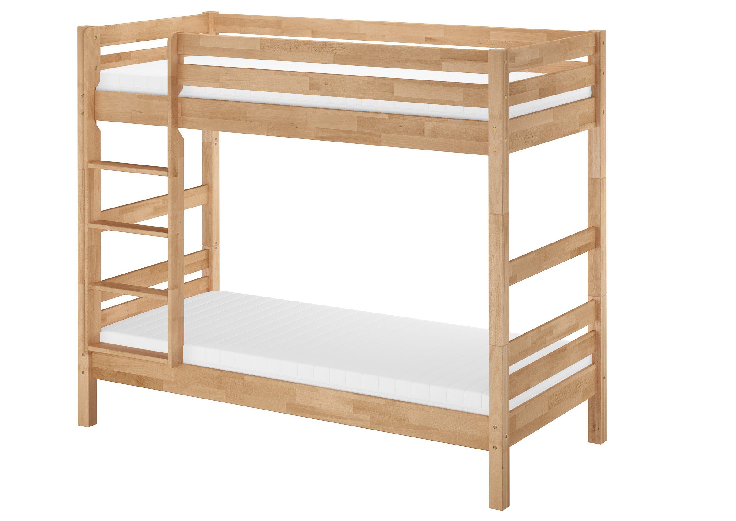 ERST-HOLZ Etagenbett Schönes Etagenbett 90 x 200 cm Buche Massiv Extra Stabil Erwachsene