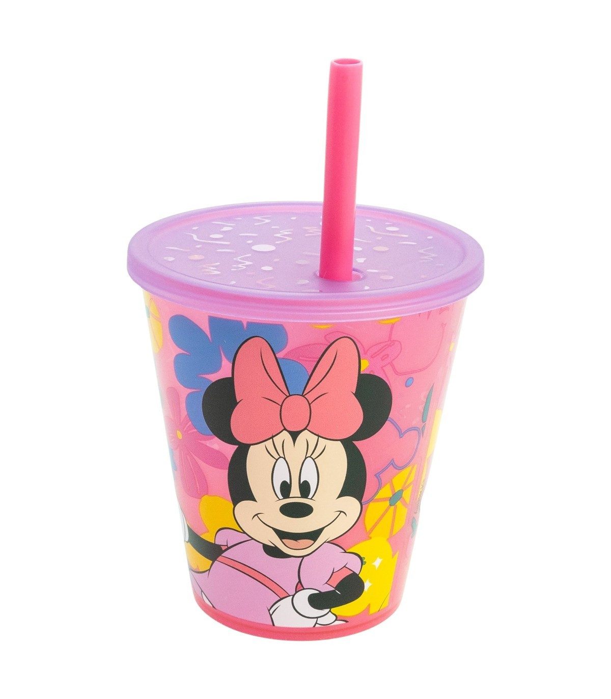 Disney Minnie Mouse Becher Kinder Becher Set 4 teilig 285 ml Becher mit Trinkhalm, 4-tlg.