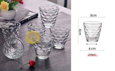 Rungassi Gläser-Set 6 x Trinkglas Gläserset 270ml H 8cm Wasser, Cocktail, Whisky-Gläser, Glas