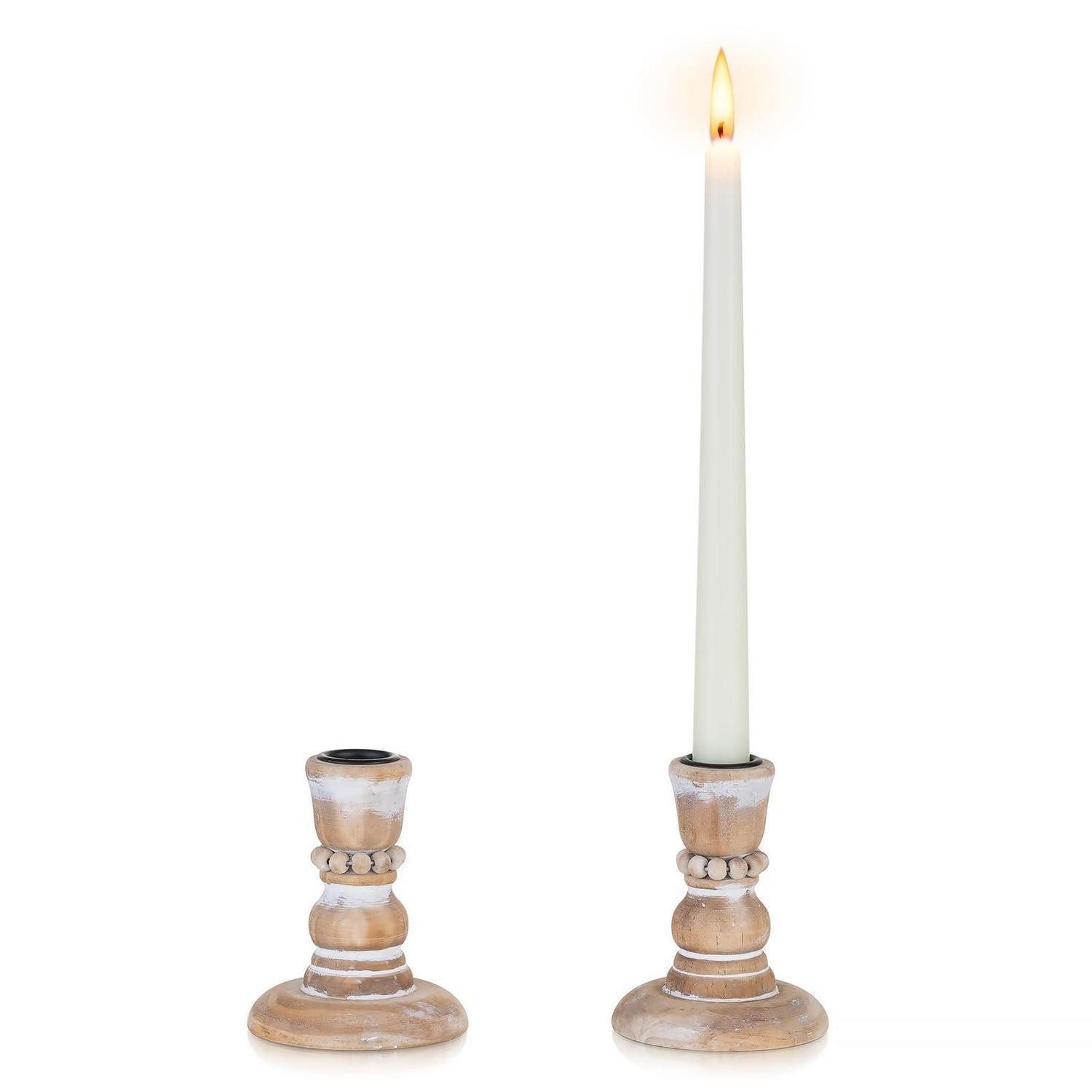 LuxusKollektion Tischkerzenhalter Kerzenhalter Holz Landhausstil 2 Stück (2 St)