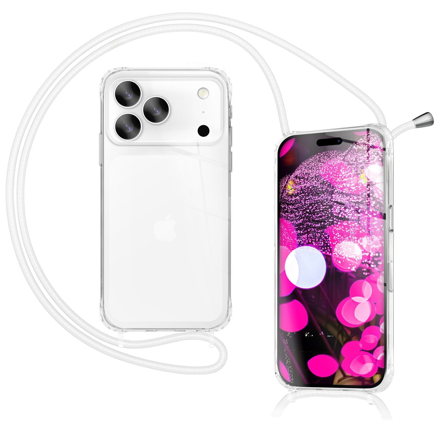 Nalia Smartphone-Hülle Apple iPhone 18 Pro Max Apple iPhone 17 Pro Max 17,5 cm (6,9 Zoll), Klare Hülle mit Band zum Umhängen / 160cm Handy Kette Verstellbar