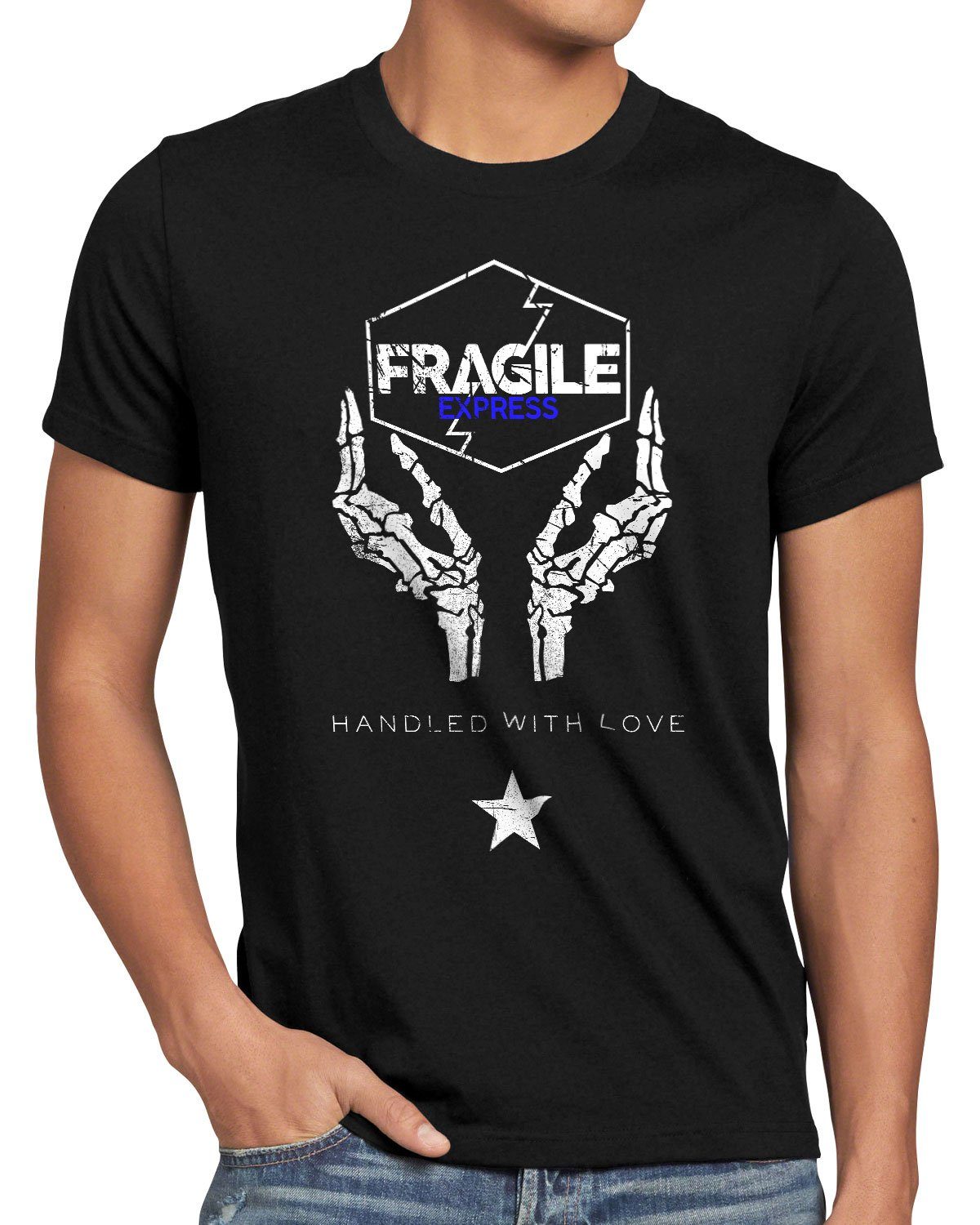 style3 Print-Shirt Herren T-Shirt Fragile Express death action adventure