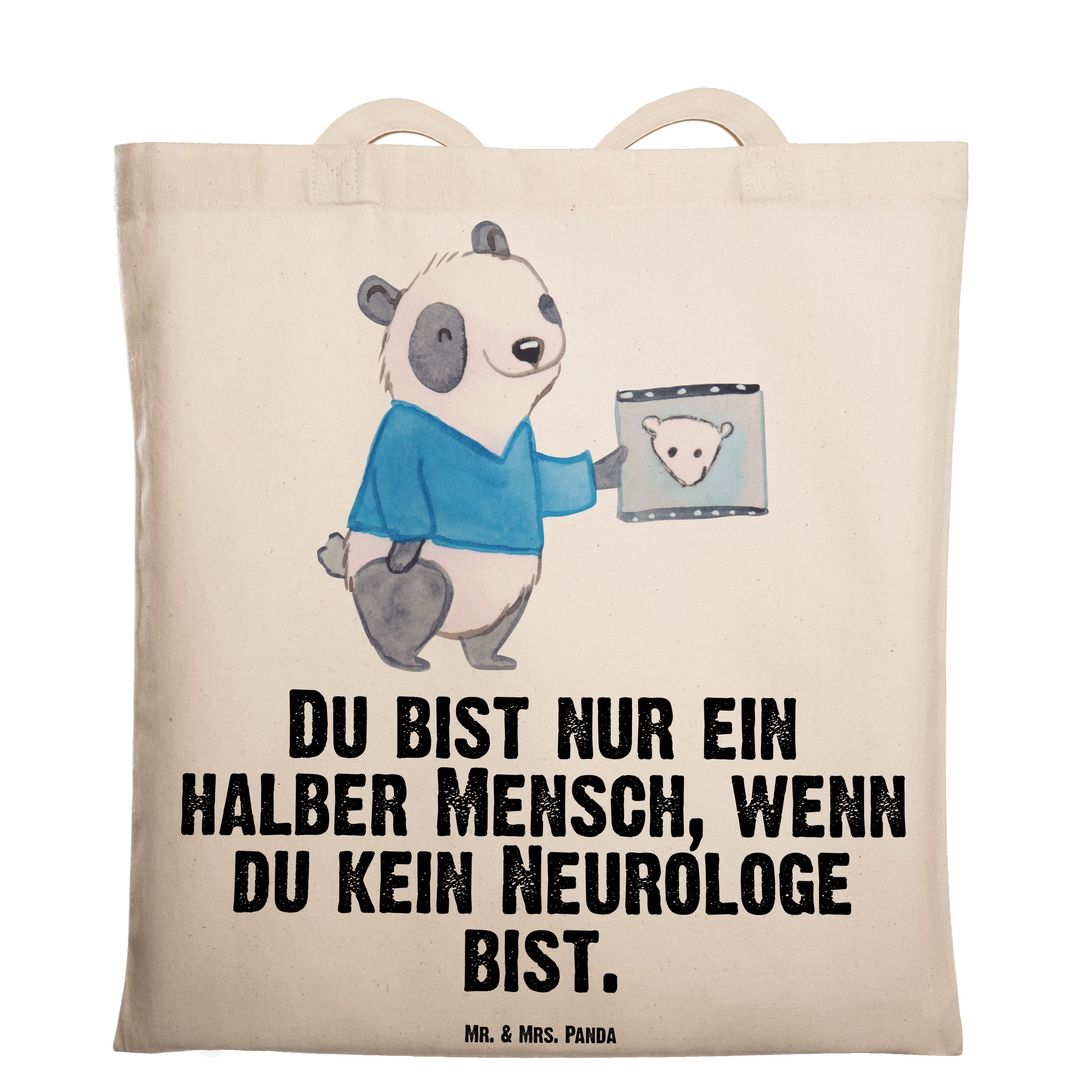 Mr. & Tragetasche Firma, (1-tlg) - Rente, - Transparent Geschenk, Panda Herz Mrs. Medizinstu mit Neurologe