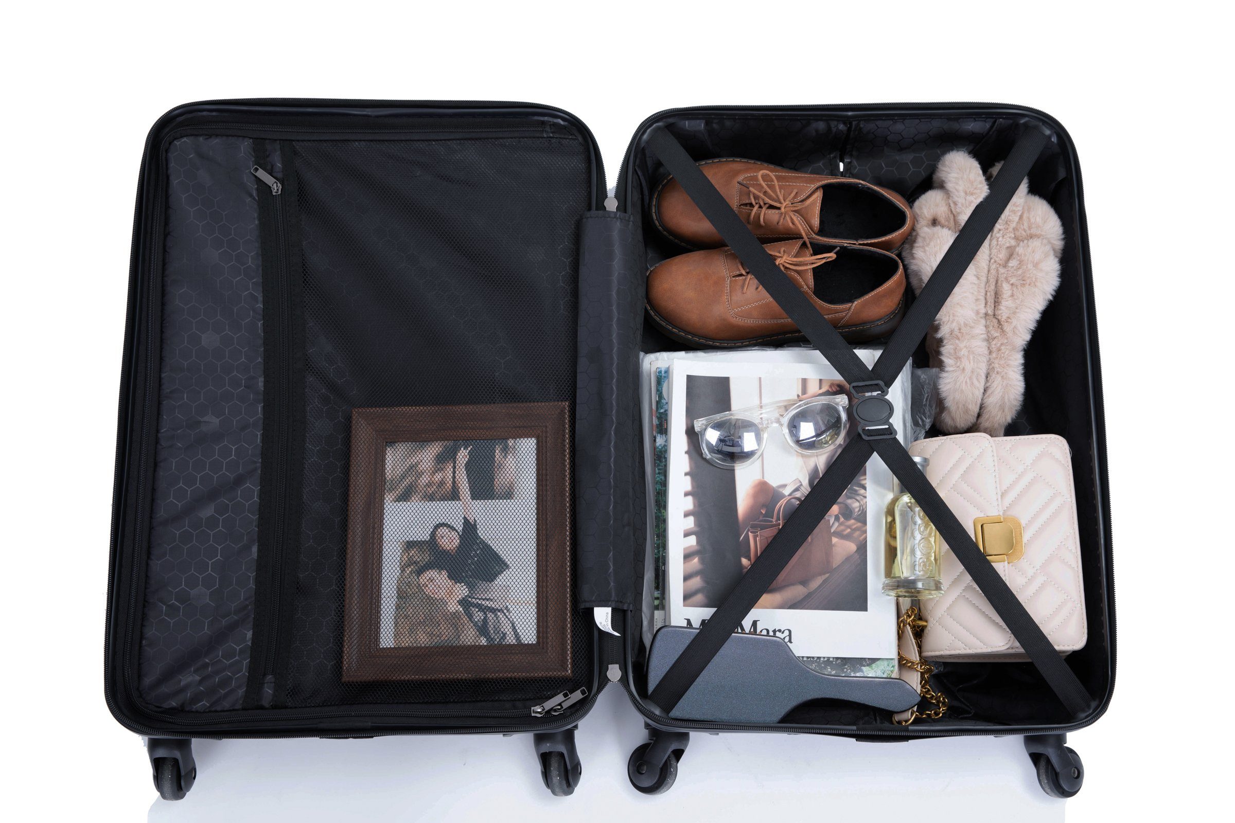 Travelhouse Trolleyset Bali, 4 Rollen, (Komplett Set, 3 tlg., 3-er Koffer Set), Inneinader stapelbar. Standfüße mit Hängefunktion M&L.