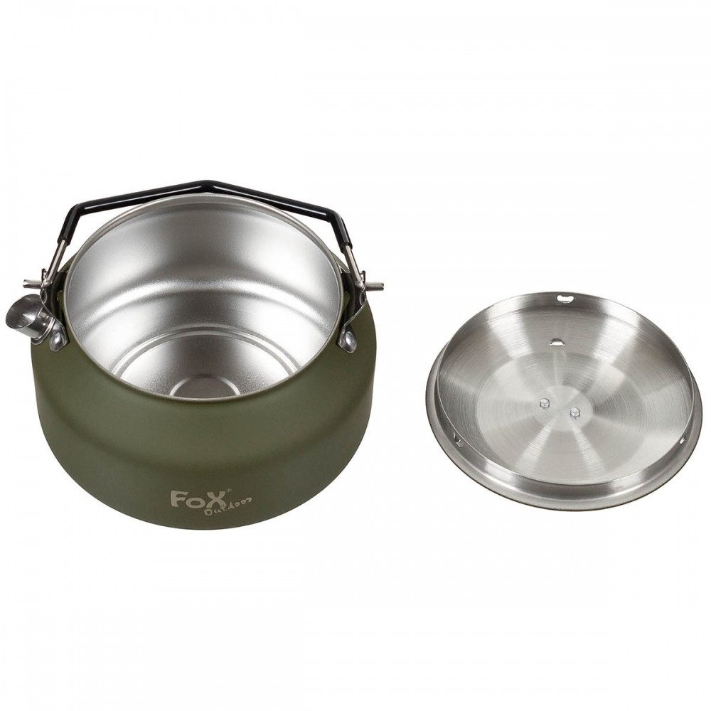 MFH Kanne FoxOutdoor Wasserkessel, oliv, Edelstahl, ca. 1 l, 1,0 l, (Packung)