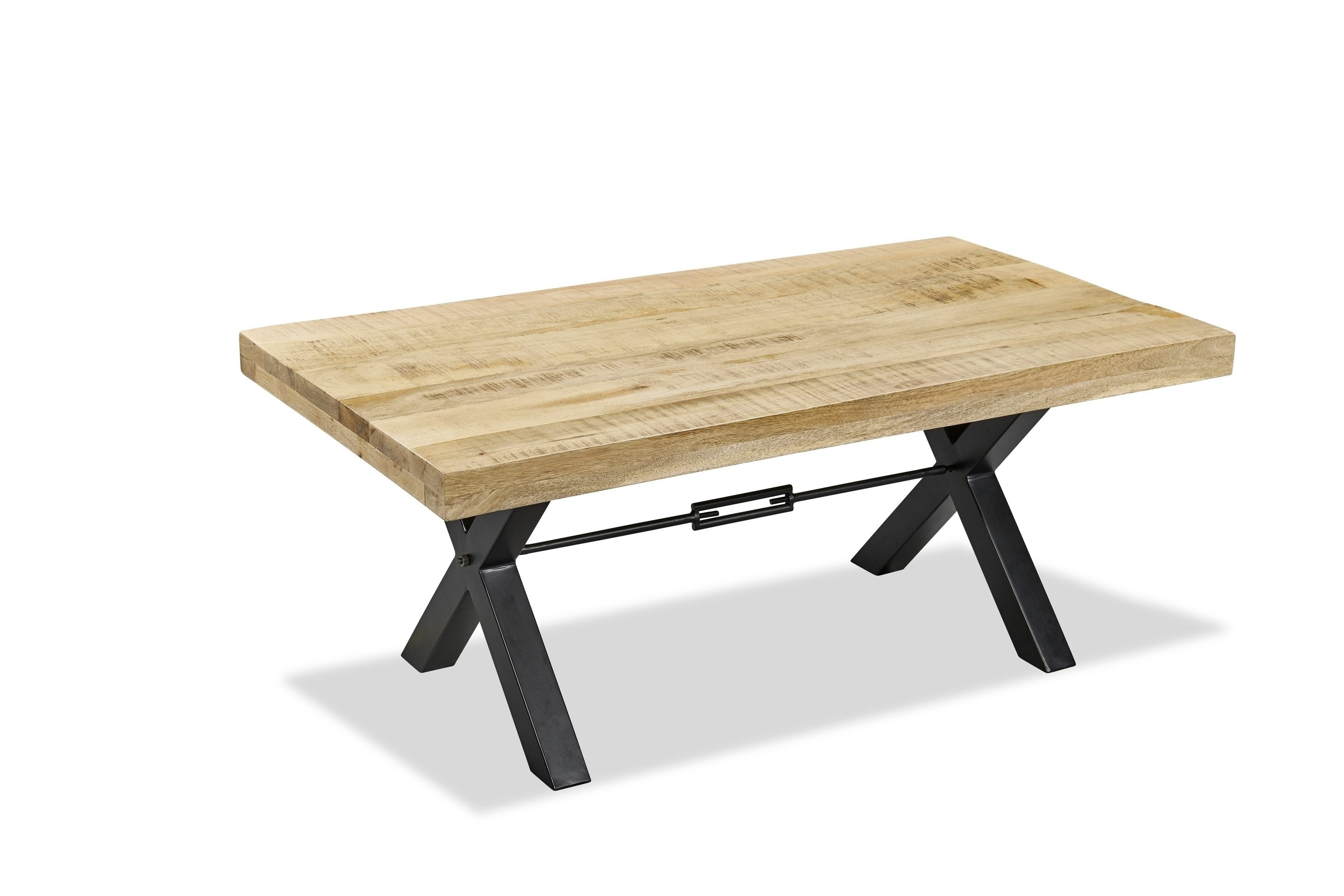 PREISBRECHER Couchtisch Dehli, in Mangoholz naturbelassen, schwarz - 110x46x60 (BxHxT)