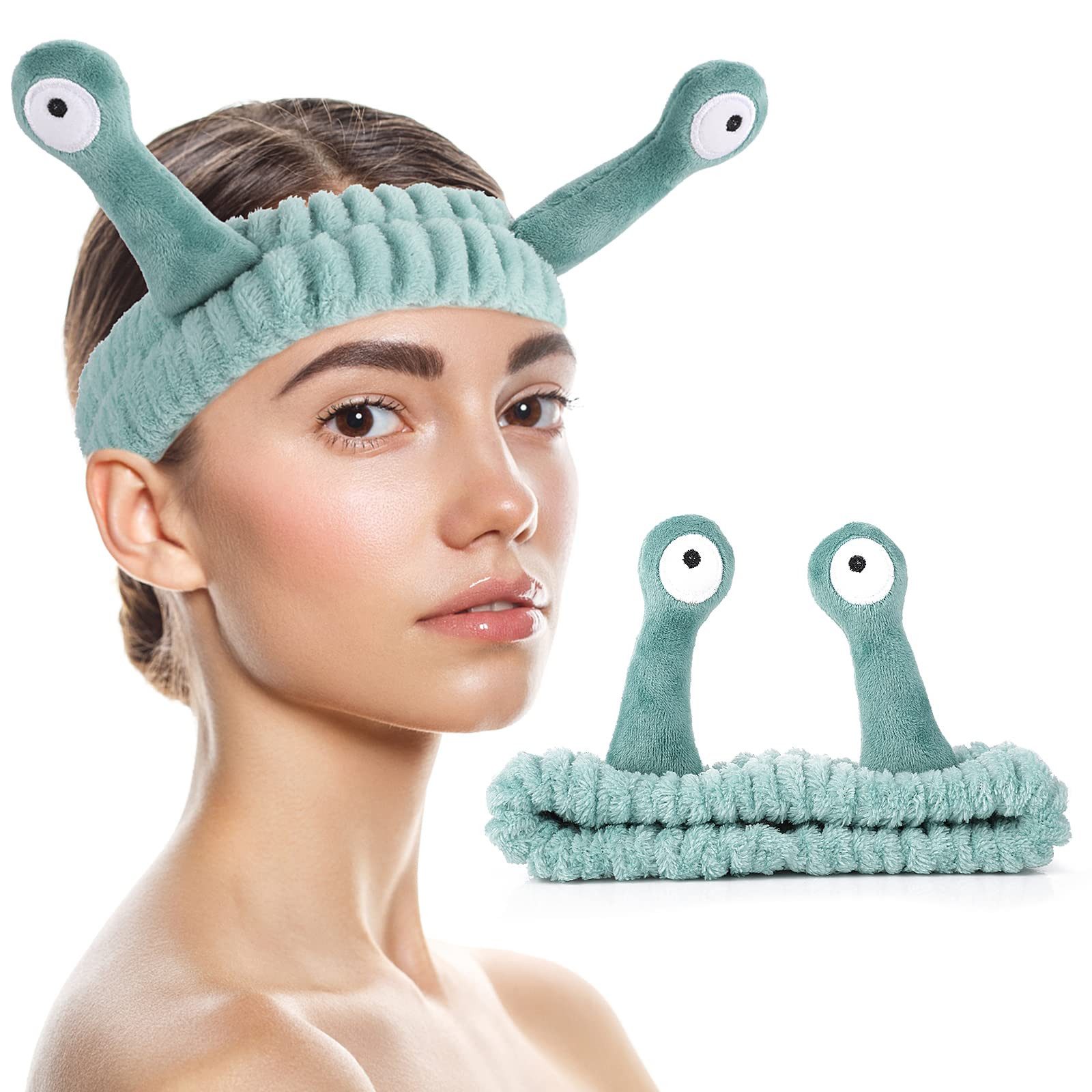 Coonoor Haargummi Korallen Fleece Elastisches Stirnband Palm Schnecken Spa Haarbänder, 2-tlg.