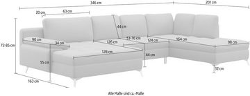 sit&more Wohnlandschaft Latigo U-Form, mit Mega-Recamiere, wahlweise mit Bettfunktion und Bettkasten