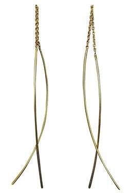 SILBERMOOS Paar Ohrhänger Moderne Ohrhänger zum Durchziehen vergoldet, 925 Sterling Silber