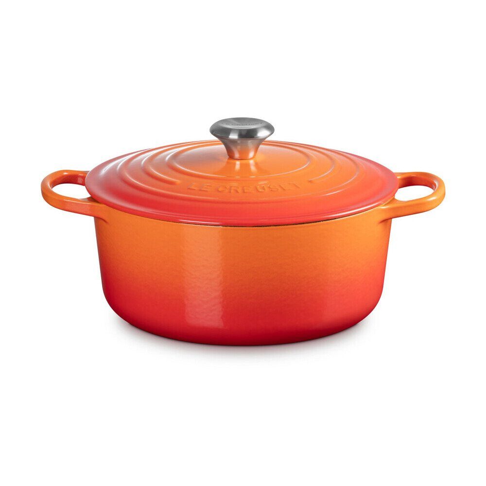 LE CREUSET Bräter Bräter mit Deckel 26 cm Signature Ofenrot, Emailliertes Gusseisen, Schmortopf, Cocotte, Bratentopf, ca. 5-6 Personen, Ø26cm, Gusseisen
