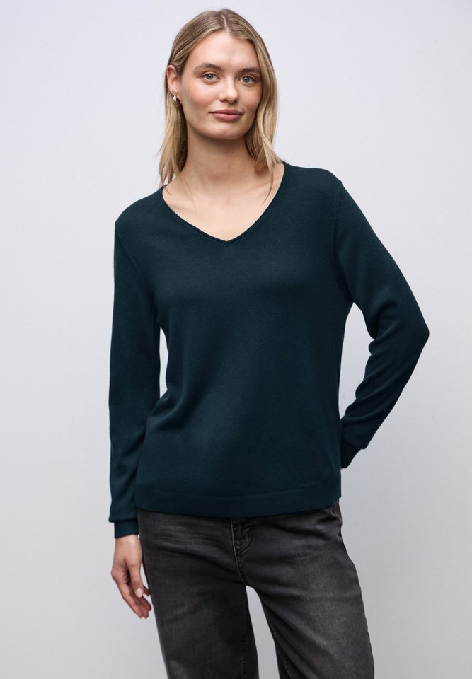 STREET ONE V-Ausschnitt-Pullover Feinstrick