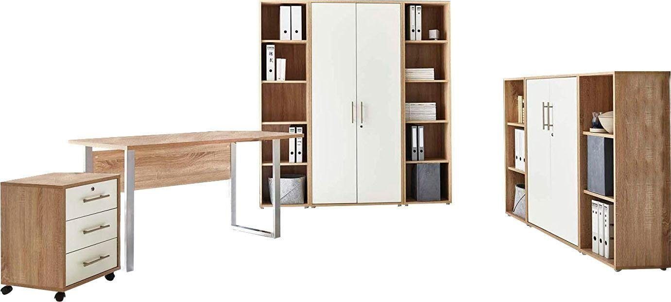 Möbel 5 Eiche Weiß Büro-Set Mini Kombi Tabor Sonoma/ BMG