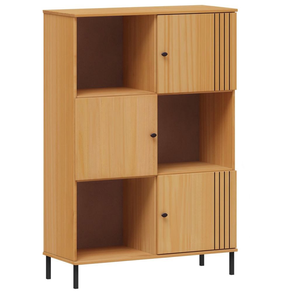 Lomadox Highboard WILLOW-69, Kiefer Massivholz eichefarbig lackiert 95x141x40 cm